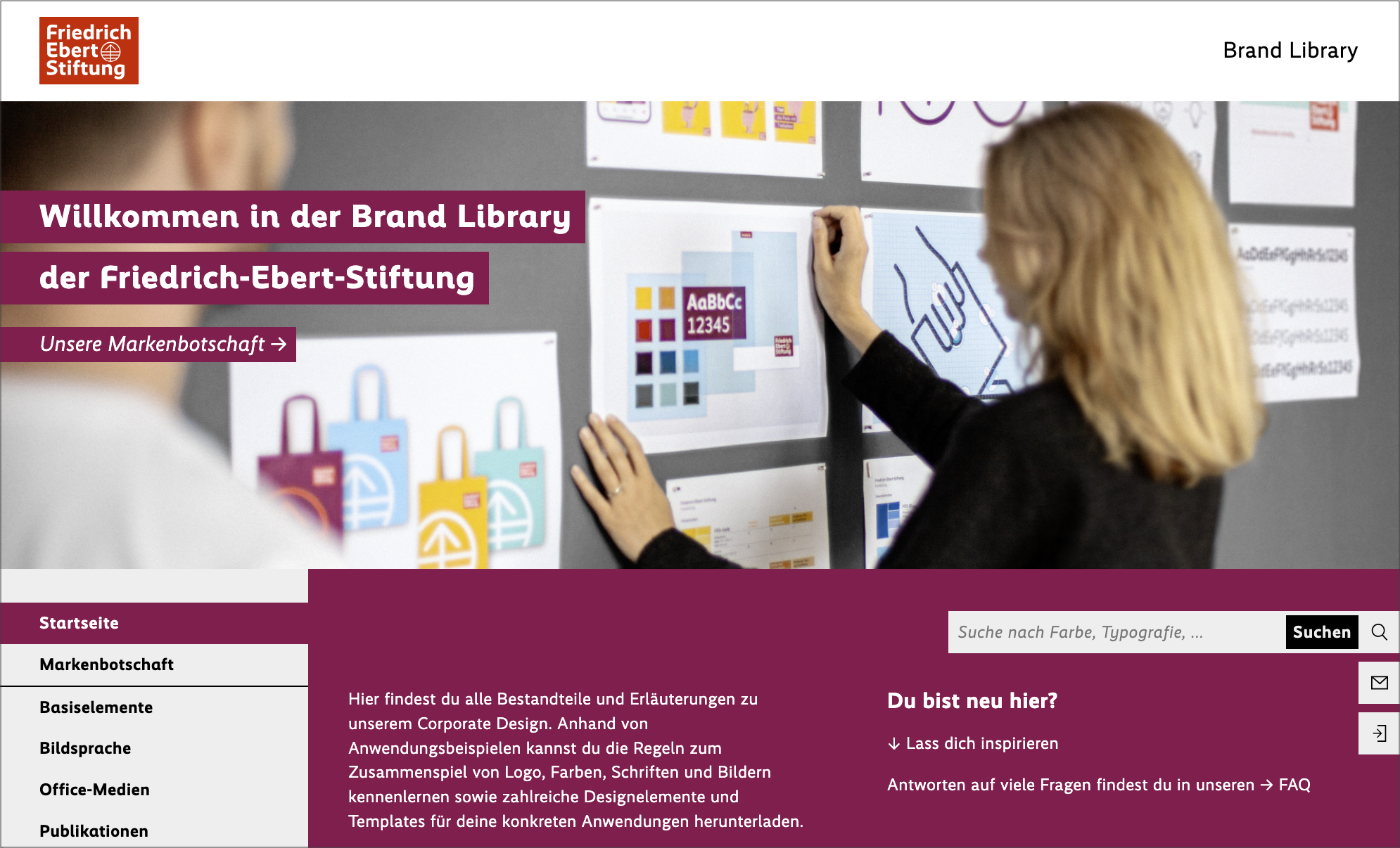 Startseite der Brand Library