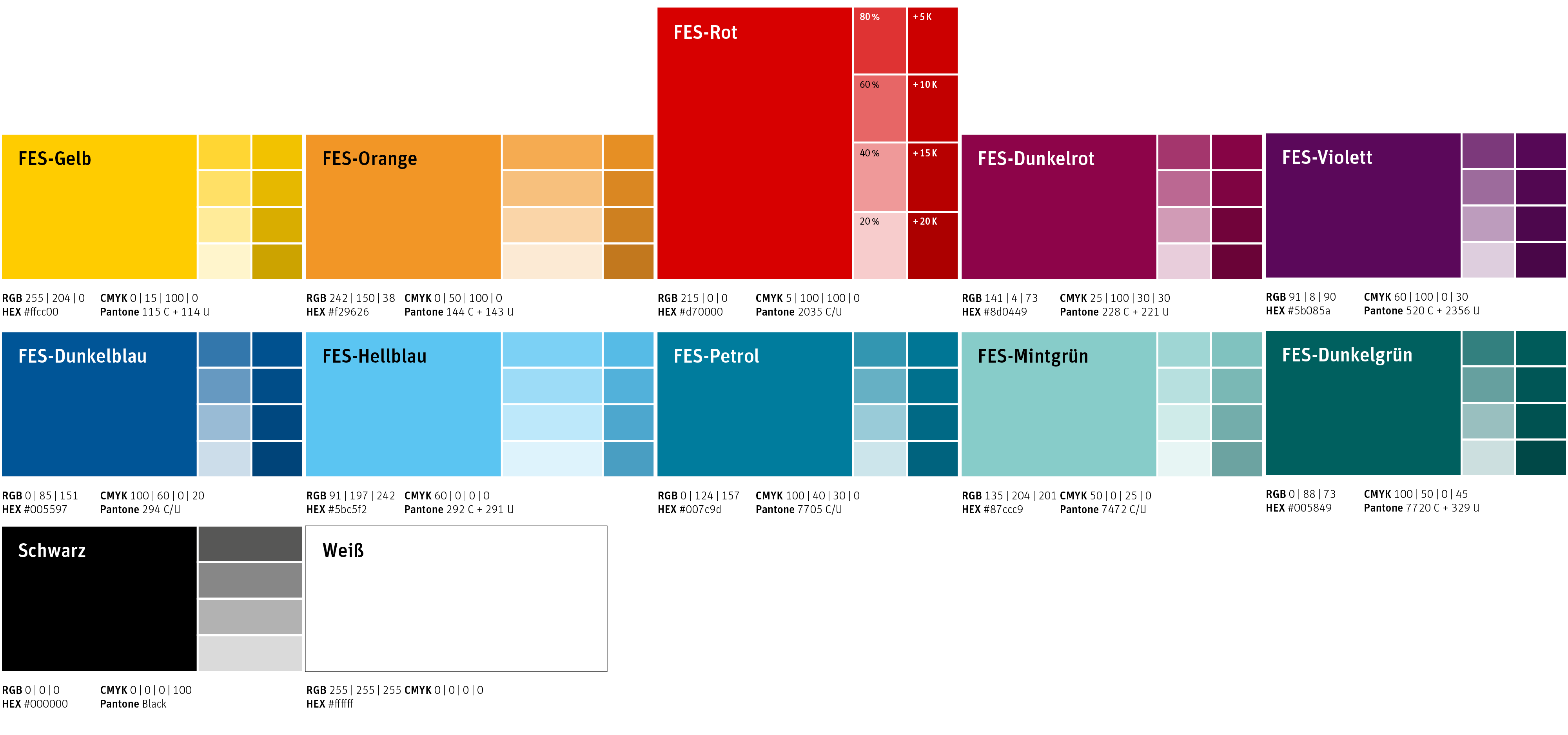 Farbpalette aller FES-Farben